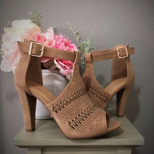 Cut Out Strappy Heels - Tan